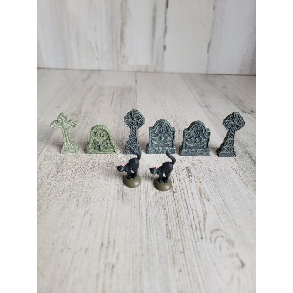 Dept 56 black cat Halloween Tombstone‎ accessory xmas set